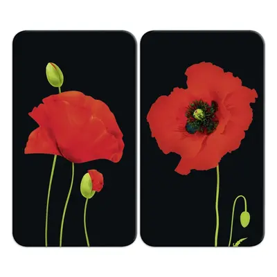 Kryty na sporák v sadě 2 ks z tvrzeného skla 52x30 cm Poppy - Maximex