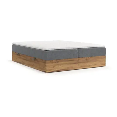 Boxspring postel s úložným prostorem v šedo-přírodní barvě 160x200 cm Faro – Maison de Rêve