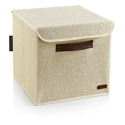 Béžový látkový úložný box s víkem 30x30x30 cm – Mioli Decor