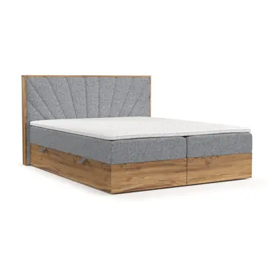 Boxspring postel s úložným prostorem v šedo-přírodní barvě 140x200 cm Asahi – Maison de Rêve