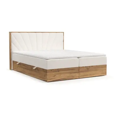 Boxspring postel s úložným prostorem v krémovo-přírodní barvě 200x200 cm Asahi – Maison de Rêve