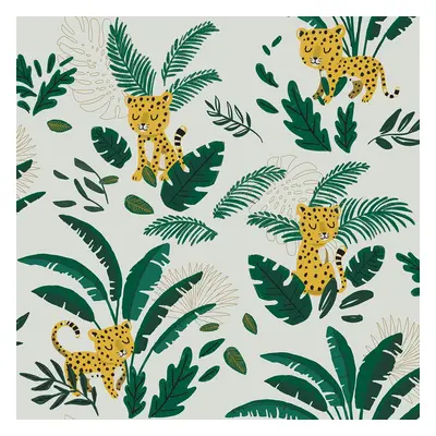 Dětská tapeta 10 m x 50 cm Cheetah & Tropical Leaves – Lilipinso