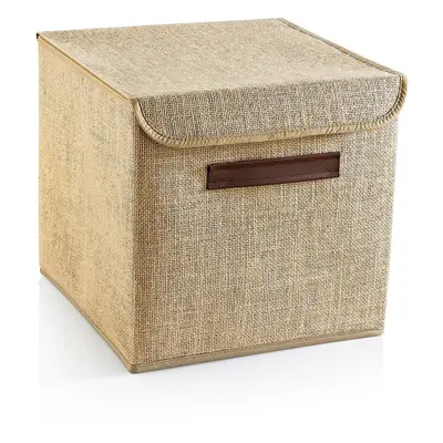 Světle hnědý úložný box s víkem z juty 30x30x30 cm – Mioli Decor