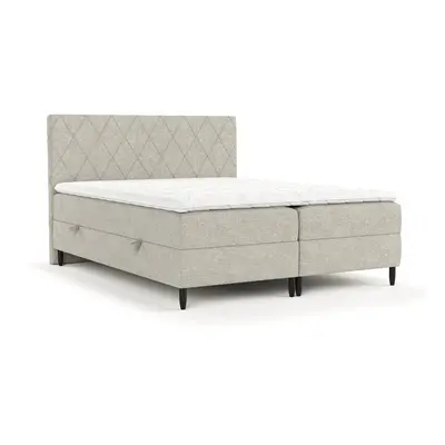 Šedobéžová boxspring postel s úložným prostorem 200x200 cm Gwen – Maison de Rêve