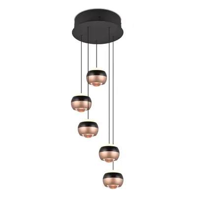 LED závěsné svítidlo s kovovým stínidlem ø 30 cm v černo-měděné barvě Orbit – Trio Select