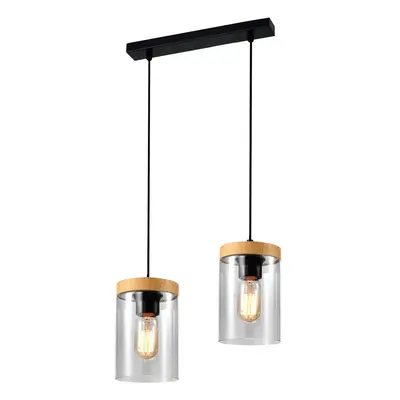 Závěsné svítidlo se skleněným stínidlem v černo-přírodní barvě ø 12 cm Wels – Candellux Lighting