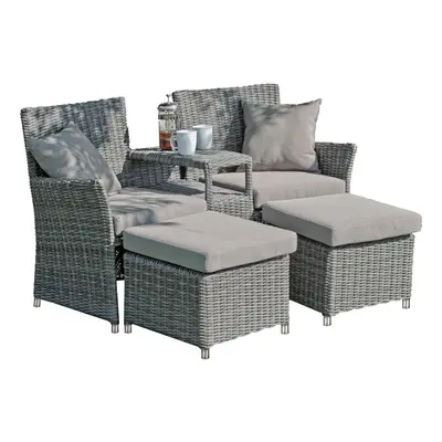 Šedý zahradní lounge set z umělého ratanu pro 2 Calgary – Garden Pleasure