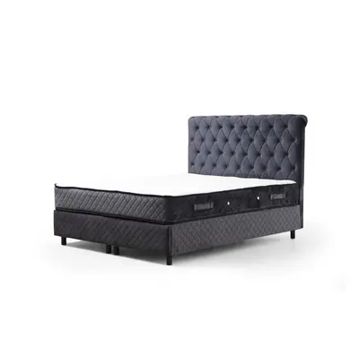 Tmavě modrá boxspring postel s úložným prostorem 140x200 cm Sonata – Kalune Design