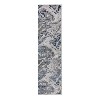 Modro-šedý běhoun 80x300 cm Marbled – Flair Rugs