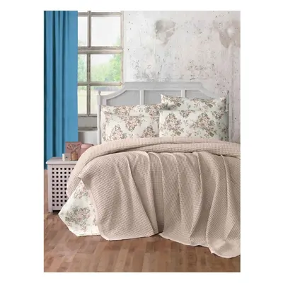 Světle hnědý bavlněný přehoz 220x240 cm Waffle – Mila Home