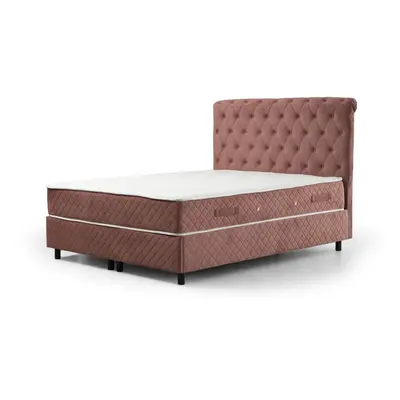 Růžová boxspring postel s úložným prostorem 160x200 cm Sonata – Kalune Design