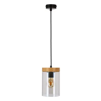 Závěsné svítidlo se skleněným stínidlem v černo-přírodní barvě ø 12 cm Wels – Candellux Lighting