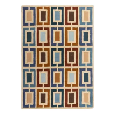 Modro-oranžový ručně tkaný vlněný koberec 120x170 cm Retro Blocks – Flair Rugs