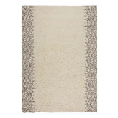 Krémový ručně tkaný koberec s příměsí vlny 160x230 cm Minerals Border – Flair Rugs