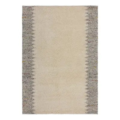 Šedo-krémový ručně tkaný koberec s příměsí vlny 160x230 cm Minerals Border – Flair Rugs