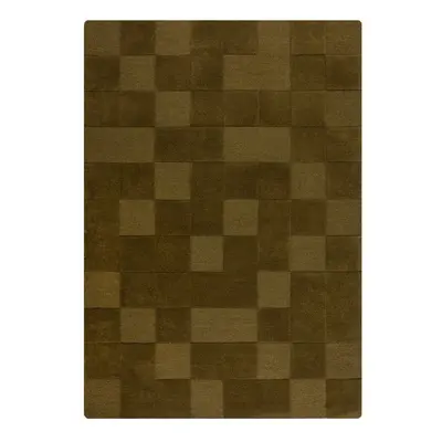 Khaki ručně tkaný vlněný koberec 160x230 cm Checkerboard – Flair Rugs