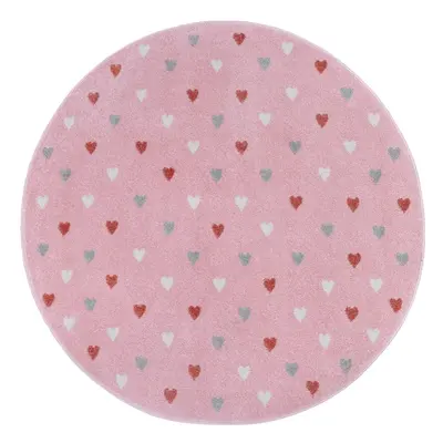 Růžový dětský koberec ø 140 cm Little Hearts – Hanse Home