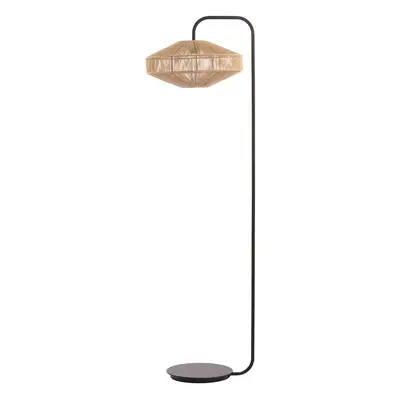 Stojací lampa s textilním stínidlem v matně černo-přírodní barvě (výška 164 cm) Lyra – Light & L