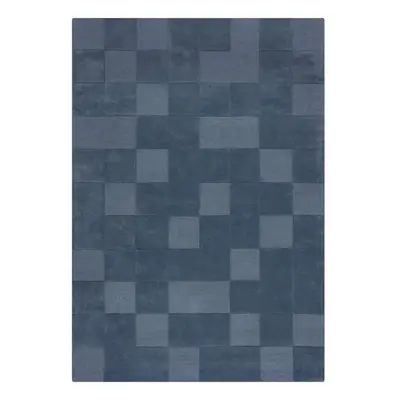 Tmavě modrý ručně tkaný vlněný koberec 200x290 cm Checkerboard – Flair Rugs