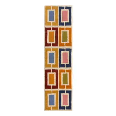 Ručně tkaný vlněný běhoun 60x230 cm Retro Blocks – Flair Rugs