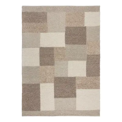 Béžový ručně tkaný koberec s příměsí vlny 120x170 cm Minerals Patchwork – Flair Rugs