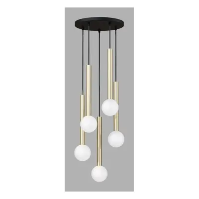 Závěsné svítidlo se skleněným stínidlem v černo-zlaté barvě ø 40 cm Candle – Squid Lighting