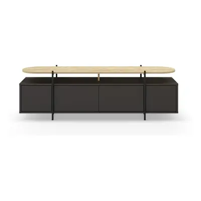 Černý TV stolek v dekoru dubu 160x48 cm Hinoa – Marckeric