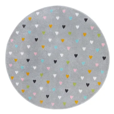 Šedý dětský koberec ø 140 cm Little Hearts – Hanse Home