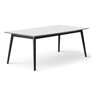 Bílo-černý rozkládací jídelní stůl s bílou deskou 100x210 cm Meza – Hammel Furniture