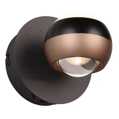 LED nástěnné svítidlo ø 10 cm v černo-měděné barvě Orbit – Trio Select