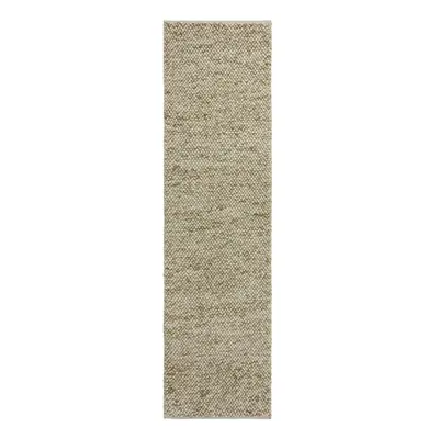 Khaki ručně tkaný běhoun s příměsí vlny 60x230 cm Minerals – Flair Rugs