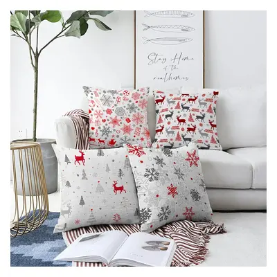 Sada 4 vánočních žinylkových povlaků na polštář Minimalist Cushion Covers Nordic Christmas, 55 x