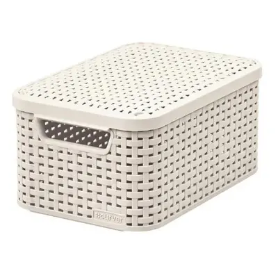 Krémový plastový úložný box s víkem 20x29x14 cm Style – Curver