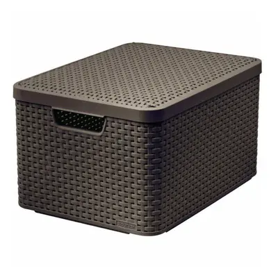 Tmavě hnědý plastový úložný box s víkem 33x44,5x25 cm Style – Curver