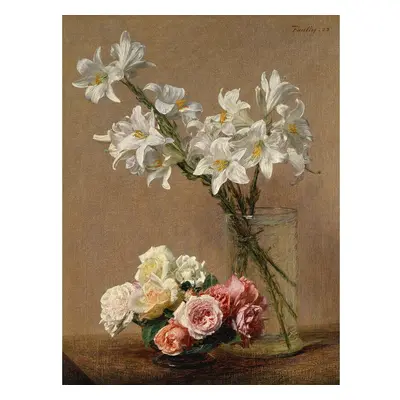 Reprodukce obrazu Henri Fantin-Latour - Roses and Lilies, 45 x 60 cm