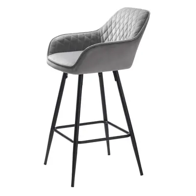 Šedá sametová barová židle (výška sedáku 67 cm) Milton – Unique Furniture