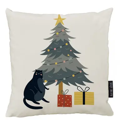 Dekorační polštář s vánočním motivem 45x45 cm Crazy Cat Xmas – Butter Kings