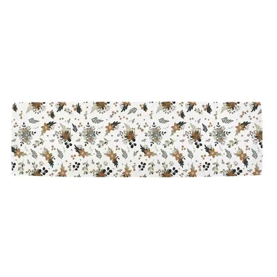 Bavlněný běhoun na stůl s vánočním motivem 40x140 cm Festive Flowers – Butter Kings