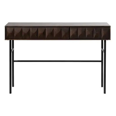 Tmavě hnědý konzolový stolek s deskou v dubovém dekoru 39x117 cm Latina – Unique Furniture