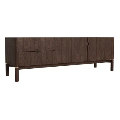 Tmavě hnědý TV stolek v dekoru dubu 160x55 cm Arun – Unique Furniture