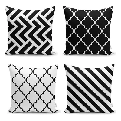 Sada 4 povlaků na polštáře Minimalist Cushion Covers BW Graphic Patterns, 45 x 45 cm