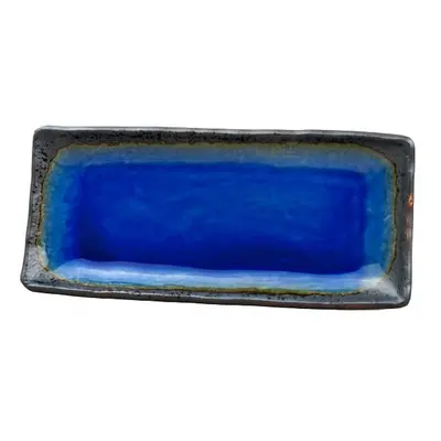 Modrý keramický servírovací talíř MIJ Cobalt, 29 x 12 cm