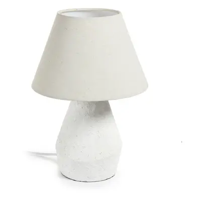 Bílá stolní lampa s textilním stínidlem (výška 43 cm) Noara – Kave Home