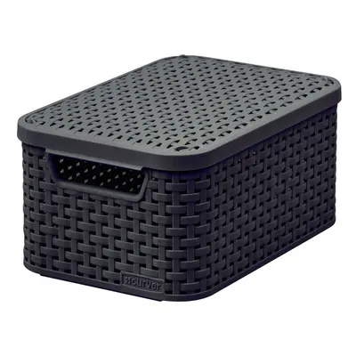 Tmavě hnědý plastový úložný box s víkem 20x29x14 cm Style – Curver