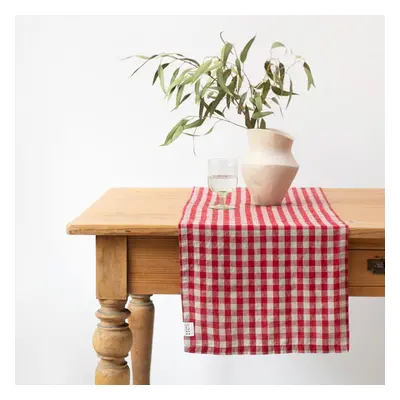 Lněný běhoun na stůl 40x200 cm Red Gingham – Linen Tales