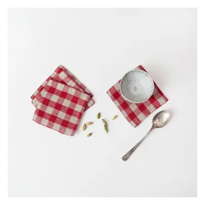 Červené látkové podtácky v sadě 4 ks Red Gingham – Linen Tales