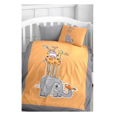 4dílné bavlněné dětské povlečení do postýlky s prostěradlem 100x150 cm Orange Animal – Mila Home