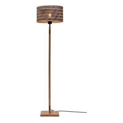 Stojací lampa s bambusovým stínidlem v černo-přírodní barvě (výška 128 cm) Java – Good&Mojo