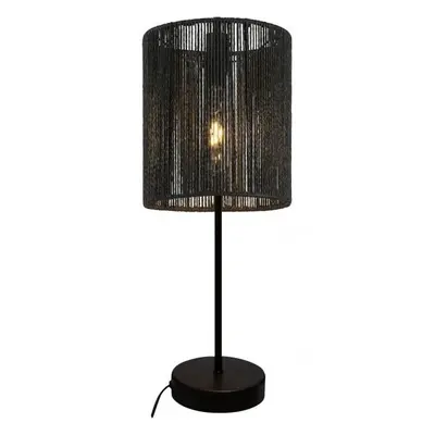 Černá stolní lampa se stínidlem z třtinového výpletu (výška 48 cm) Foresto – GTV