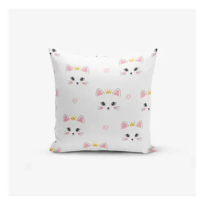 Dětský povlak na polštář 43x43 cm White Pink Cat – Mila Home